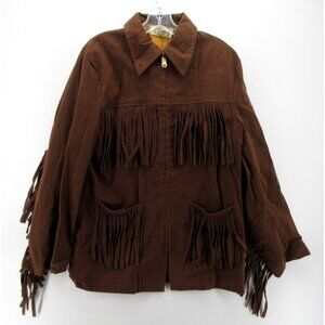 VINTAGE B Altman & Co Jacket 18 Leather Fringe 60s Western Pockets